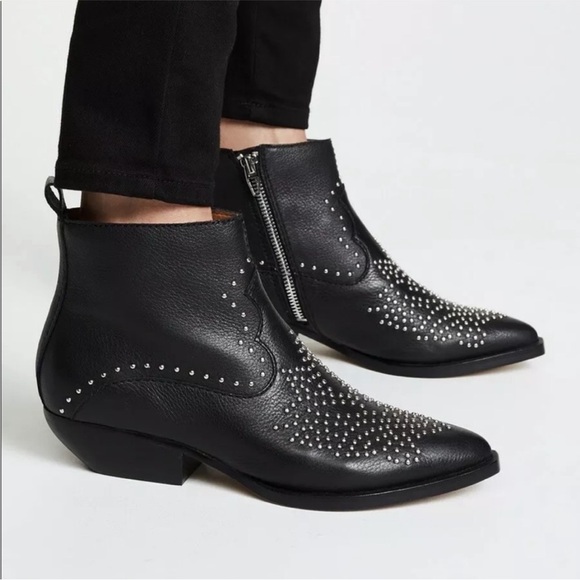 Dolce Vita Uma Black & Silver Studded Ankle Booties Size 7 EUC - Picture 1 of 8